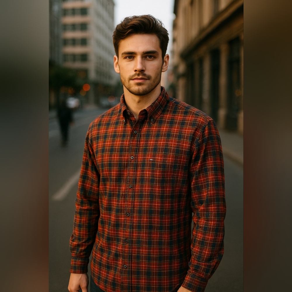 Vintage Tommy Hilfiger Casual Button Down Shirt Red Blue Green Plaid